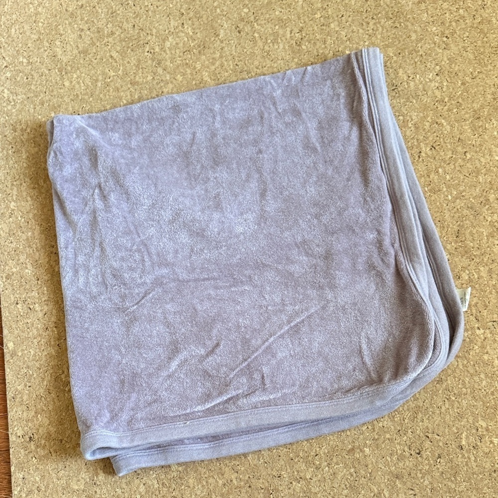 Kate Quinn Organic Cotton Baby Blanket Soft Grey Purple EUC
